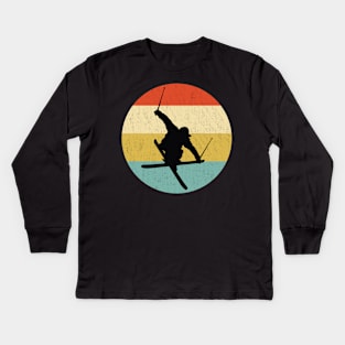 retro vintage skier Kids Long Sleeve T-Shirt